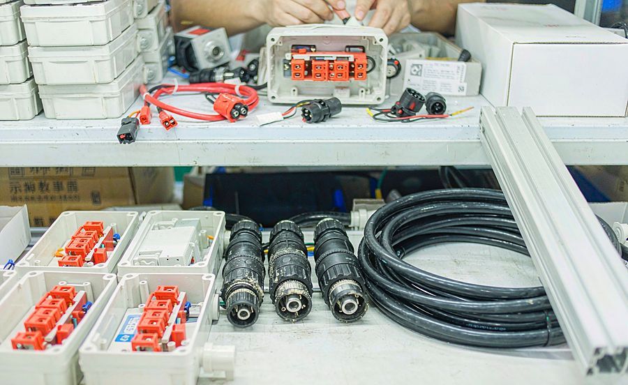 PV cables, connectors and mounting components