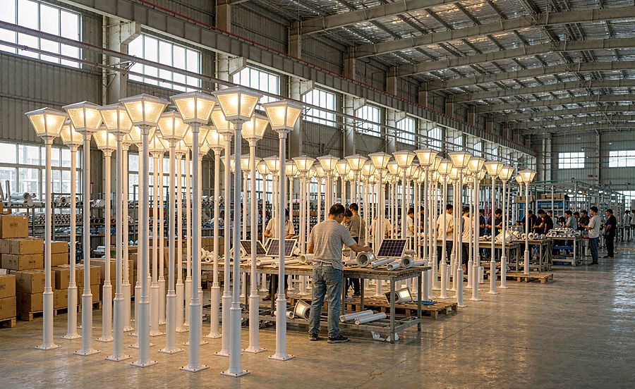 Solar garden light production line in Zhongshan, China
